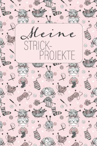 Meine Strick-Projekte: Projekt-Notizbuch Stricken und Häkeln Wolle rosa | Projektdetailseiten, Strickmusterpapier und Sockentabellen | Übersicht über Handarbeiten