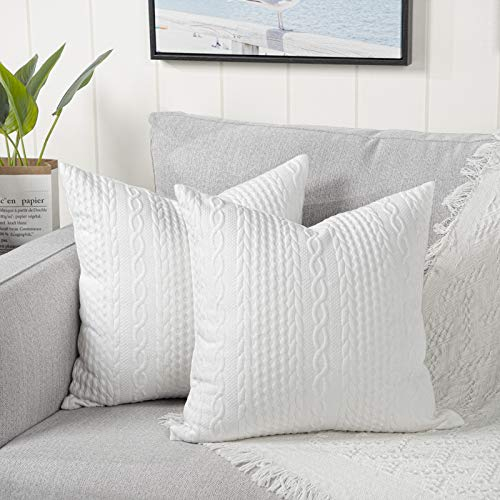 Yaertun 2er Set Superweichen Kissenbezüge Dekokissen Kissenbezug Sofakissen Dekorativ Couchkissen Kissenhülle Bezug Weich für Wohnzimmer Schlafzimmer 16x16 Inch,40x40 cm Weiß