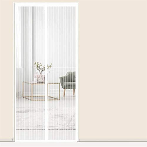 AMZERO Zanzariera Porta Finestra Magnetica, 235x270cm Zanzariera Passeggino Magnetico Velcro Chiudi Automaticamente per Porte d'IngressoPorte Cortili, Bianco A