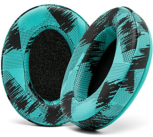 WC PadZ - The Ultimate Upgraded Earpads by Wicked Cushions - Compatible with Audio Technica, HyperX, SteelSeries Arctis & More - Extra Thick - Bigger Opening - Softer Memory Foam | (Speedracer Cyan)