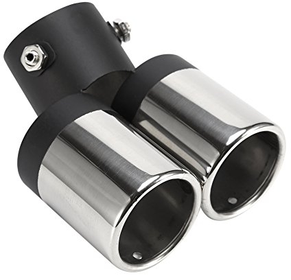 Auspuff Schalldämpfer, Yctze Universal Auto Rundmund Doppelrohr Gebogen Edelstahl Endrohr Auspuff Schalldämpfer für bent muffler tip auspuffblende universal auspuffblende universal