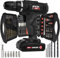 MYLEK 18V Cordless Drill Electric Driver Set, Lithium Ion Battery, 18 Volt Combi Screwdriver Pack, Black, 131 DIY Piece Accessory Kit and Carry Case