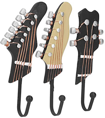 BuyWeek Ganci da Parete, 3 Pezzi Ganci Appendiabiti in Resina 25 Kg di Carico Chitarra Ganci per Chiavi Cappelli Cappotti Sciarpe