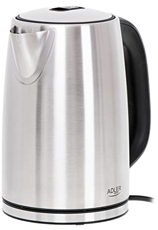 ADLER Elektrischer Wasserkocher mit LCD-Display, 2200W, Temperaturregelung, Edelstahl