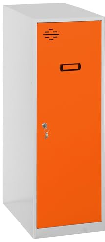 Simon Rack Simonlocker Kommode, klein, 915 x 300 x 500 mm, Amario aus Metall, inkl. Schlüssel, Grau/Orange