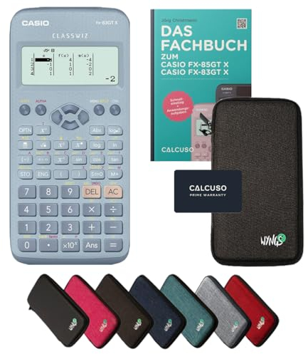 Casio fx-83GT X inkl. Schutztasche Dunkelgrau & Fachbuch (64 Seiten, DIN A5) – Wissenschaftlicher Rechner – Smart Set