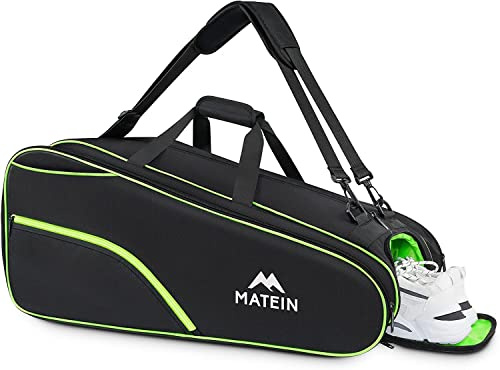 MATEIN Tennis Bag 6 Rackets, Large Racket Bag with Shoe Compartment, Cooler