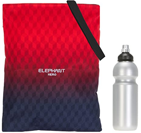 Elephant Turnbeutel Sportbeutel Hero Signature Attach Bag Tasche fixierbar Jungen Mädchen Auswahl passt zu Cyber Camo, Two Tone, Flower, Cube oder Plaid + Trinkflasche (Red Cube 12865)