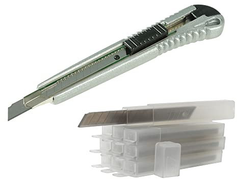 der kleine Handwerker Abbrechmesser 9 mm Aluminium Cuttermesser + 50 x Abbrechklingen 9 mm Cutter Universalmesser Messer