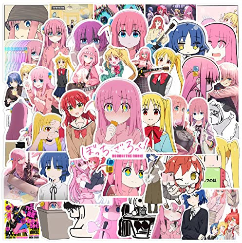 50 Stück BOCCHI THE ROCK! Anime Aufkleber für Laptop, Stoßstange, Skateboard, Wasserflaschen, Computer, Telefon, Anime Aufkleber Pack für Kinder/Jugendliche