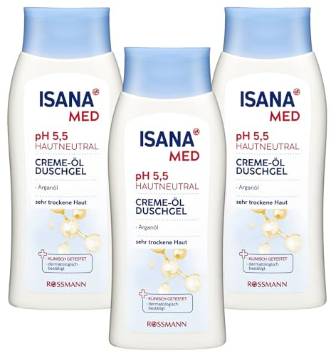 3x ISANA Med Creme-Öl Duschgel | pH 5,5 Hautneutral | 3 x 250 ml