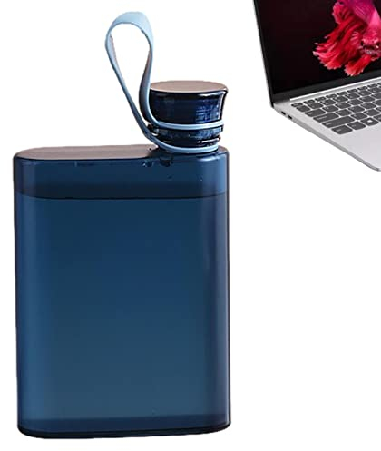 LINGJIONG Flat Water Bottle - 400ml Leak Proof and Slim Water Bottle | Portable Travel Mug, BPA Free A5 Water Bottle for Sports, Camping, Gym, Fitness, Outdoor, Fits