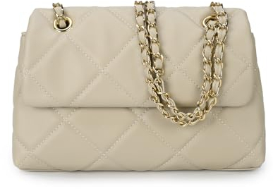 Gladdon Handy Umhängetasche Damen Gesteppte Handtasche Crossbody Taschen Vegan Leder Schultertasche mit Kartenschlitz Verstellbar Abnehmbar Schultergurt,Beige
