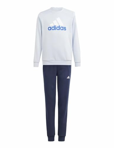 adidas Unisex Kinder Essentials Big Logo Fleece Jogger Set Kids, halo blue/white/legend ink, 11-12 Years