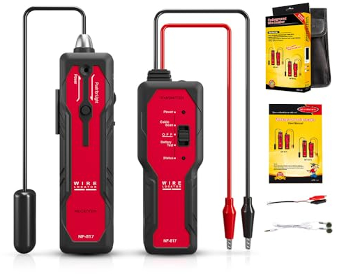 Underground Wire Locator, Underground Wire Tracer Tone Generator Kit with Earphone Cable Tester for Locating Pet Fence/Electrical/Breakage Cables/Wall-Through Cables, Metal Pipes NF-817
