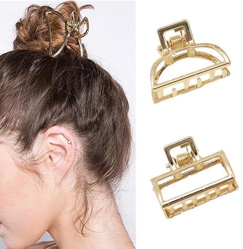 Lot de 2 petites pinces à cheveux en métal, mini pinces à cheveux dorées pour femmes et filles, accessoires de cheveux épais et fins, antidérapants