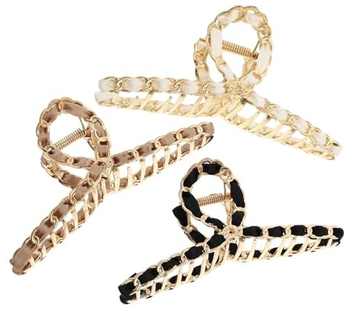 LALAFINA 3pièces Pinces à Cheveux Vintage Clips Crabe Accessoires Pour Cheveux Épais Fins Bouclés Raides