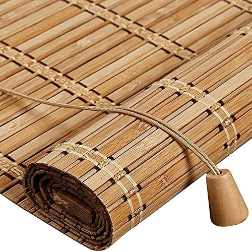 FENGSHOUU Store à Rouleau en Bambou Naturel,Store Occultant en Bambou,Stores À Rouleaux Romains,Store Enrouleur Opaque pour fenêtres et Portes,Respirant/écologique,Largeur×Hauteur (120cm x 120cm)