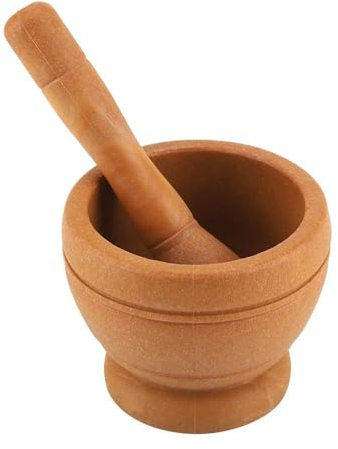 Mortaio Con Pestello per Pesto in Casa Macinino da Cucina Ø 11 x 9 cm, per mortaio per macinare spezie, aglio, noci, erbe aromatiche, pesto, mortaio e utensile da cucina. (colore del legno)