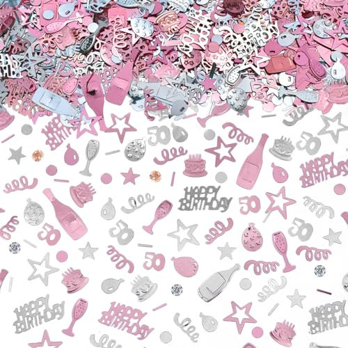 AIVEKE Konfetti 50 Geburtstag Deko - Glitzer Rosegold Happy Birthday Konfetti Partydekoration Geburtstag Streudeko Geburtstag Deko Tischdeko Geburtstagskonfetti