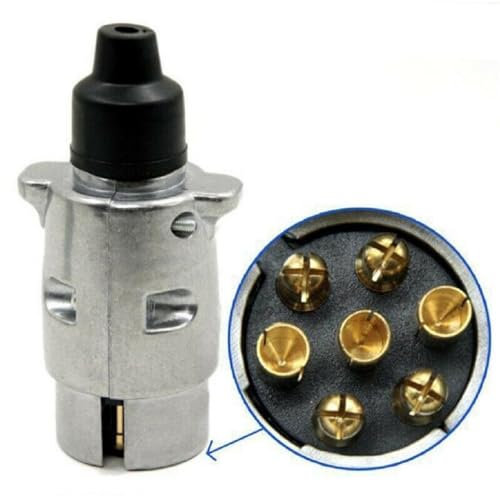 Prise de Remorque Mâle 7 Broches 12V en Aluminium pour Remorque, Caravane, Porte-velo, Porte bateaux, Van à chevaux