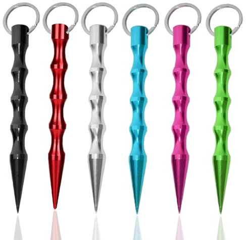 GANILITY Legale Selbstverteidigungswaffe, Schlüsselanhänger Waffe für Frauen, 6 Schlüsselanhänger zur Dekoration (Hellblau, Silber, Rot, Grün, Schwarz, Rose)