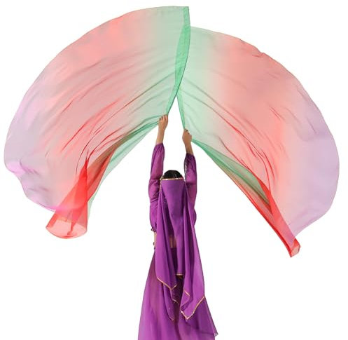 MUNAFIE Lot de 2 drapeaux d'adoration - Demi-cercle - Colorés - Avec hampe flexible - Pour spectacle de danse - Église - 10#VERT ROUGE-LILA
