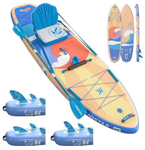 iTAOSTAR W01CP 36 Super Wide Paddle Board, Aufblasbares Paddleboard mit 5 Flossen für mehr Spaß und bessere Balance, Stand Up Paddle Board mit Premium-SUP-Zubehör für Erwachsene Aller Könnerstufen