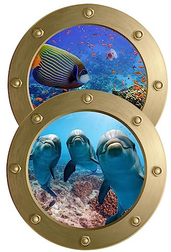 VICASKY 2stücke Unterwasserwelt Wandtattoo Mit Sea Animal Stickern Abnehmbare Wanddeko Für Kinderzimmer Spielzimmer Einfache Anbringung Lebendige Ozeanwelt Für Schlafzimmer Und Party