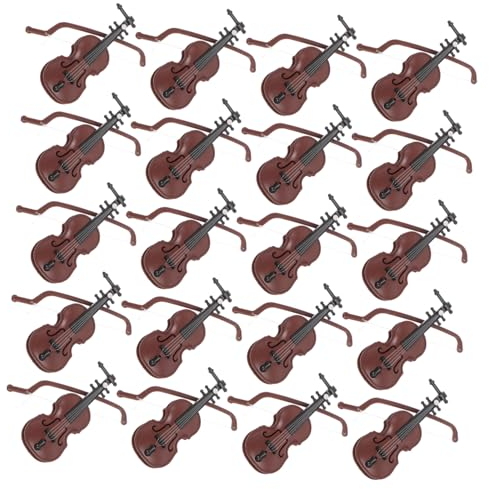 WOONEKY 20 Sätze Mini-Geige Weihnachtliche Geigenverzierungen Violine- -Requisiten Musikinstrumentenfiguren Musikinstrument-Ornament Desktop-Geige Mini-musikinstrumentenmodell Plastik