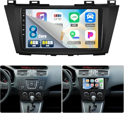 [8-Kern 2G+64G] CAMECHO Android 13 Autoradio für Mazda 5 2011 2012 2013 mit Navi Carplay Android Auto, Radio 2 Din 9 Zoll Bildschirm mit DSP RDS Bluetooth Mirror Link