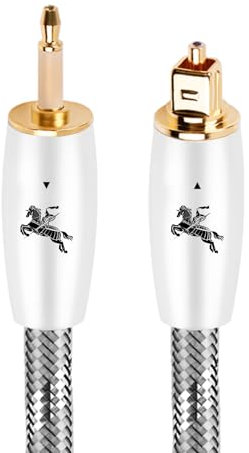 Impeto Cavo ottico audio digitale Mini-TOSLINK,Toslink a mini Toslink jack 3.5mm (Non aux) alta qualità, Cavo digitale S/PDIF/per soundbar, sistemi stereo/amplificatori, Hi-Fi, bianco 2 m
