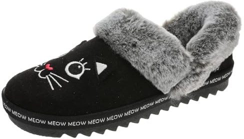 Skechers Women's Bobs Cozy Kiss-Meow Pjs Slipper, Black, 7 UK