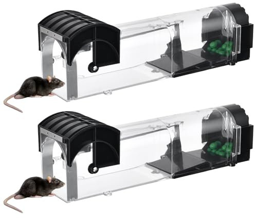 WHEELIO 2 X Humane Mouse Traps, Upgraded Sensitive Mouse Traps for Indoors and Outdoors, Live Mice Traps, Effective and Easy to Clean Rodent Catchers For Home, Commercial, Outdoor