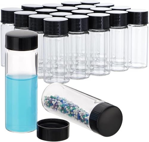 FOUR E'S SCIENTIFIC 50 Pack 30ml Glas Flaschen mit Schraubkappen Labor klare Flüssigkeit Probe Flaschen für ätherisches Öl, Parfüm, Medikamente, Reagenz, Salbungsöl