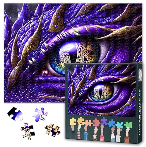 1000 Piece Jigsaw Puzzle - Exquisite Purple Dragon Eye Details, 50x70cm Complex Artwork Parlour Games, Vintage Art Jigsaw Puzzles, Family Challenge Night