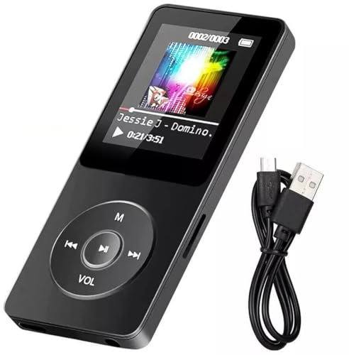 FiTspi Lecteurs MP3/MP4 128 Go, lecteur de musique numérique portable sans perte avec Bluetooth, microphone intégré, haut-parleur HD, radio FM, enregistreur vocal pour le sport