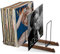 Luqixcey Vinyl Record Storage, Wood & Metal Vinyl Holder LP Storage Box, Record Display Stand Music Albums Rack, Display Up to 50 LP Albums DVDs CDs, for Modern Home Office Desktop