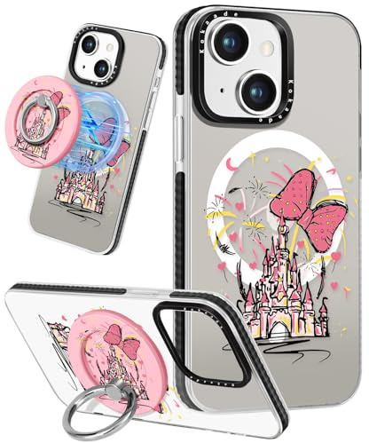 Kokaade for iPhone 14 Case for Women Girls - Compatible with Magsafe for 360° Rotatable Magnetic Ring Holder Stand Cute Kawaii Girly Castle Design TPU for iPhone 14 Phone Case