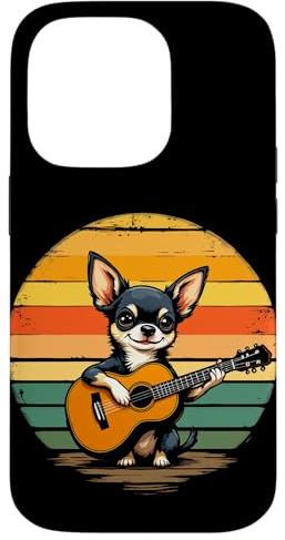 Chihuahua Gitarre Retro Hülle für iPhone 14 Pro