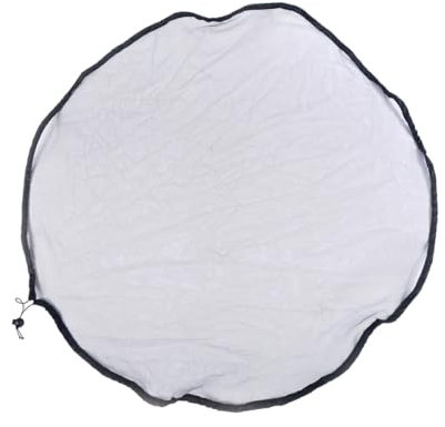 OUDQFCJ 1 Pcs Rete per Contenitore Acqua Piovana - Protezione da Zanzare, Foglie e Sporco, Copertura Regolabile con Cordoncino, Rete per Raccolta Acqua Piovana Tonda Ø 95 cm (Nero)