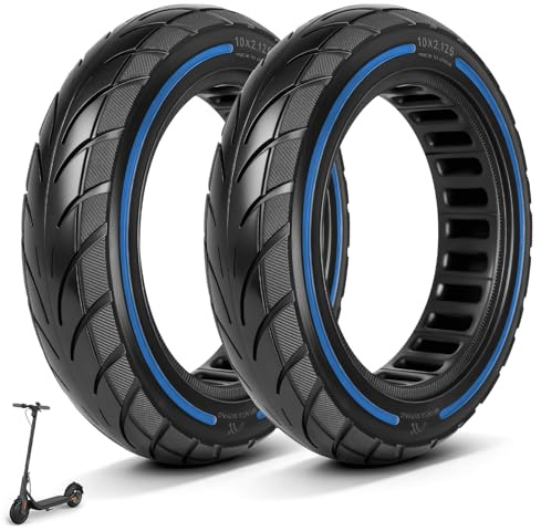 VOLOHAS 10x2,125 Vollreifen 250x54 Solide Reifen für Xiaomi 4/4 Pro(gen1)/4Lite(gen2)/Ninebot F40D 2/D38D Elektroroller Vollgummireifen Ersatzräder Anti-Rutsch Pannensicher (Blau 2 Stück)