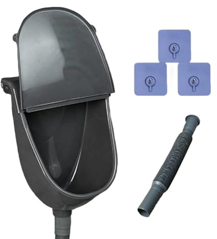 Urinal Kunststoff Einfach Und Wasserlos, Mit Ablaufschlauch, Klebeband, Eckventil, Sprühdüse, Zulaufschlauch, Tragbarer Urinabscheider Für Camping Garten Keller Baustelle WC, Grau/
