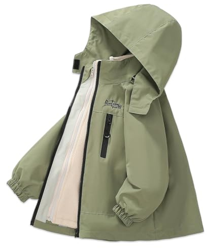 Exemaba Kids 3 in 1 Water-resistant Jacket, Boys Girls Winter Rain Coats with Detachable Fleece Lining & Hood for Walking, Hiking, Travelling