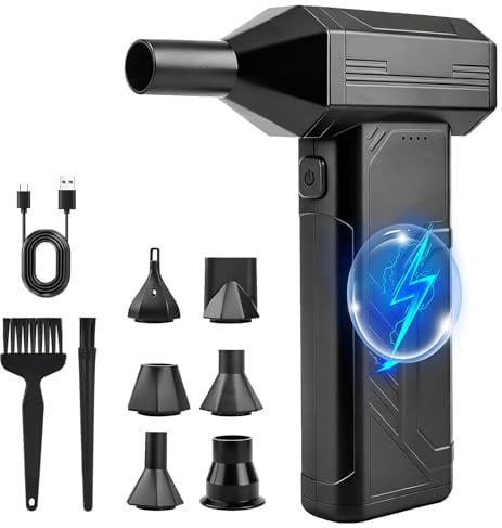 Emwel 3 Gear Adjustable 110000RPM Electric Air Duster with Light Portable Air Dust Blower, Cordless Compressed Air Duster for Computer, Keyboard, Outdoors and Car Cleaning