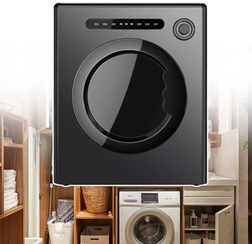 HCAUYNN Tumble Fast Dryer, Vented Tumble Dryer, 8.82 Pounds Capacity,60℃ Thermostatic Heating,Automatic Stop When Door Opens,For Home Black
