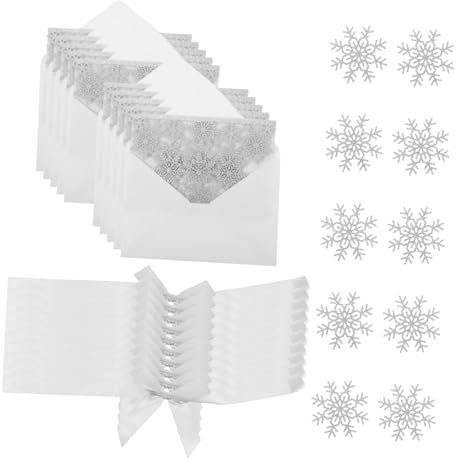 Warmhm 10 Sätze Schneeflocken Einladungskarten mit Umschlag Silber Glitter Hochzeit Einladungskarten Weihnachtskarten Blanko für Party Geburtstag Verlobung Brautdusche