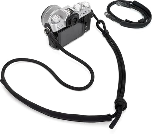 JJC 50.4'' Adjustable Camera Neck Strap Fit Camera with Round Hole Black | Nylon Rope Strap with Soft Shoulder Pad, for Fujifilm Sony Leica & More Mirrorless Cameras, Comfotable and Durable