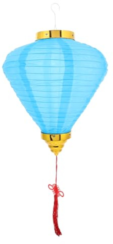 DEARMAMY Antike Vietnamesische Laterne aus Stahl und Stoff Hängende Dekorative Laterne mit Markanter Form für Garten und Veranstaltung Sichtbare Outdoor Lampe für Neujahrsfeiern