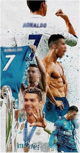 PyrrlicToy Kinder Strandtuch, Strandtuch Football Star-Muster,Stranddecke Saugfähig Leicht Badehandtuch Reisetuch Tragbares Badetuch Groß für Reise, Strand, Sauna(140cm x 70cm)